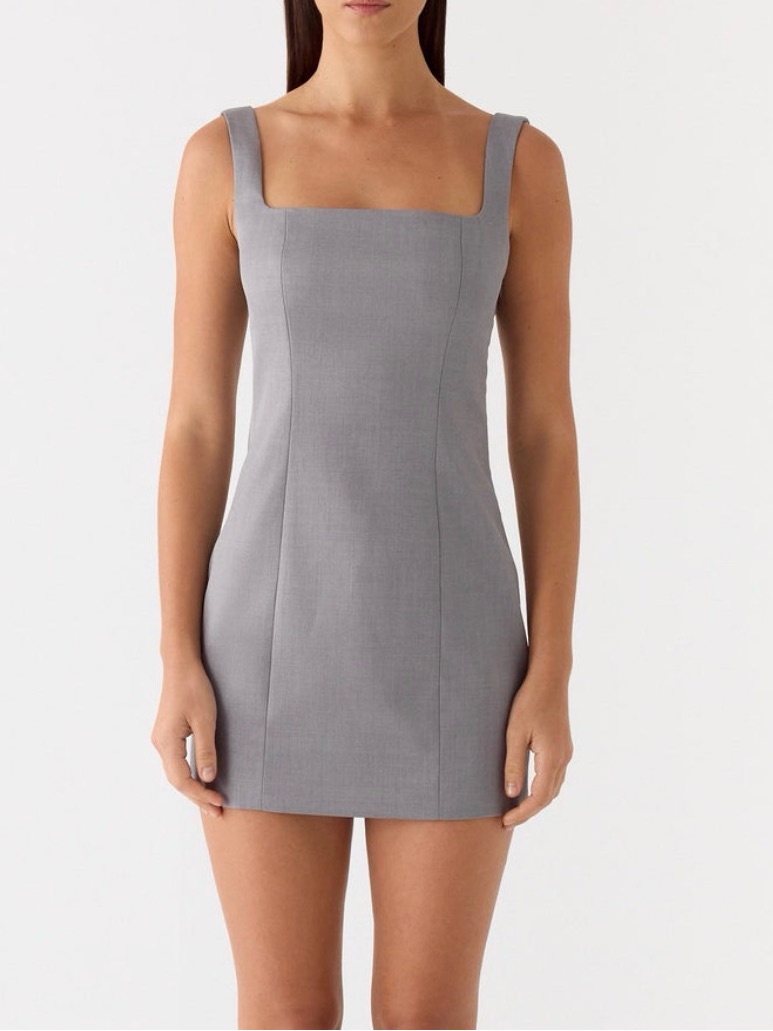 Peppermayo Gray Square Neck Mini Dress